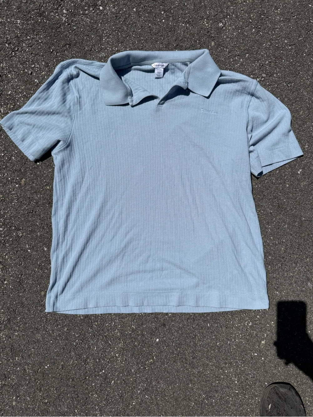 Calvin Klein light blue ribbed polo